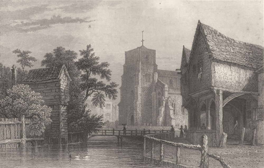 ESSEX. Waltham Abbey. (Bartlett) 1840 old antique vintage print picture
